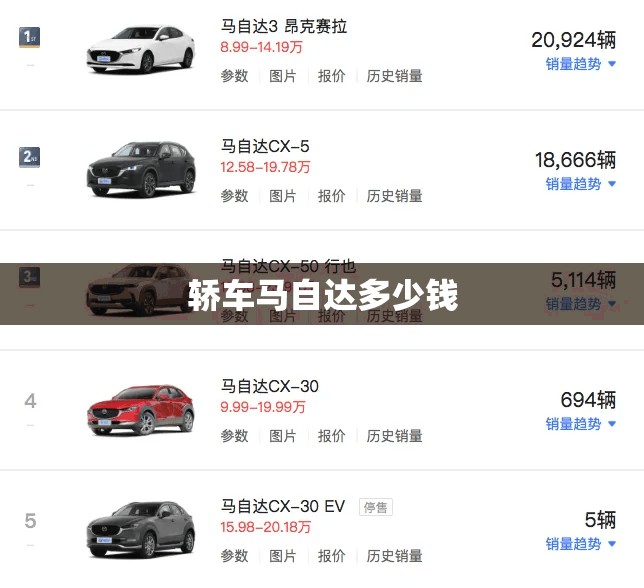 轿车马自达多少钱