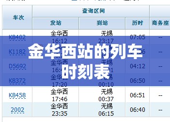 金华西站的列车时刻表 金华西站的列车时刻表