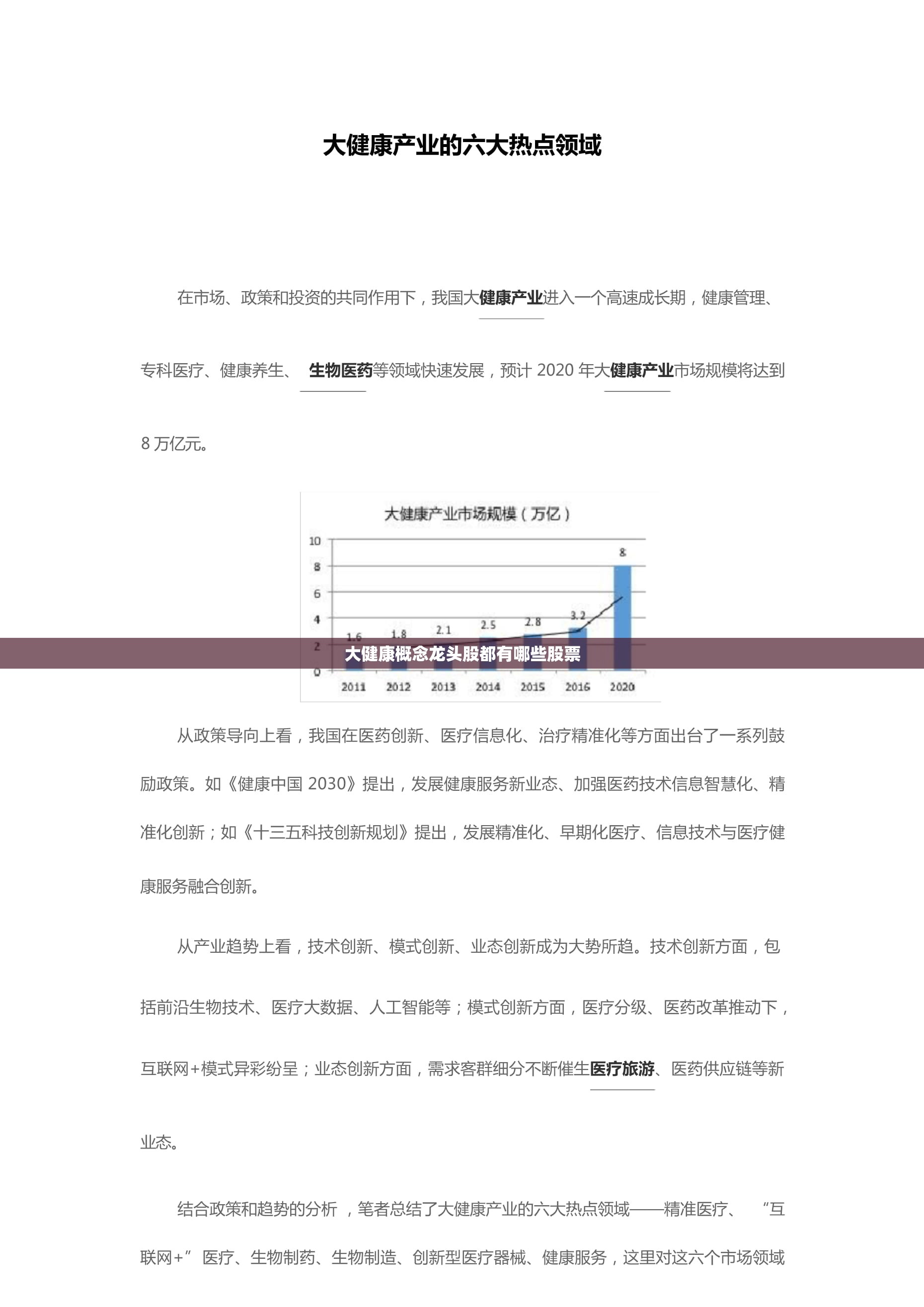 大健康概念龙头股都有哪些股票