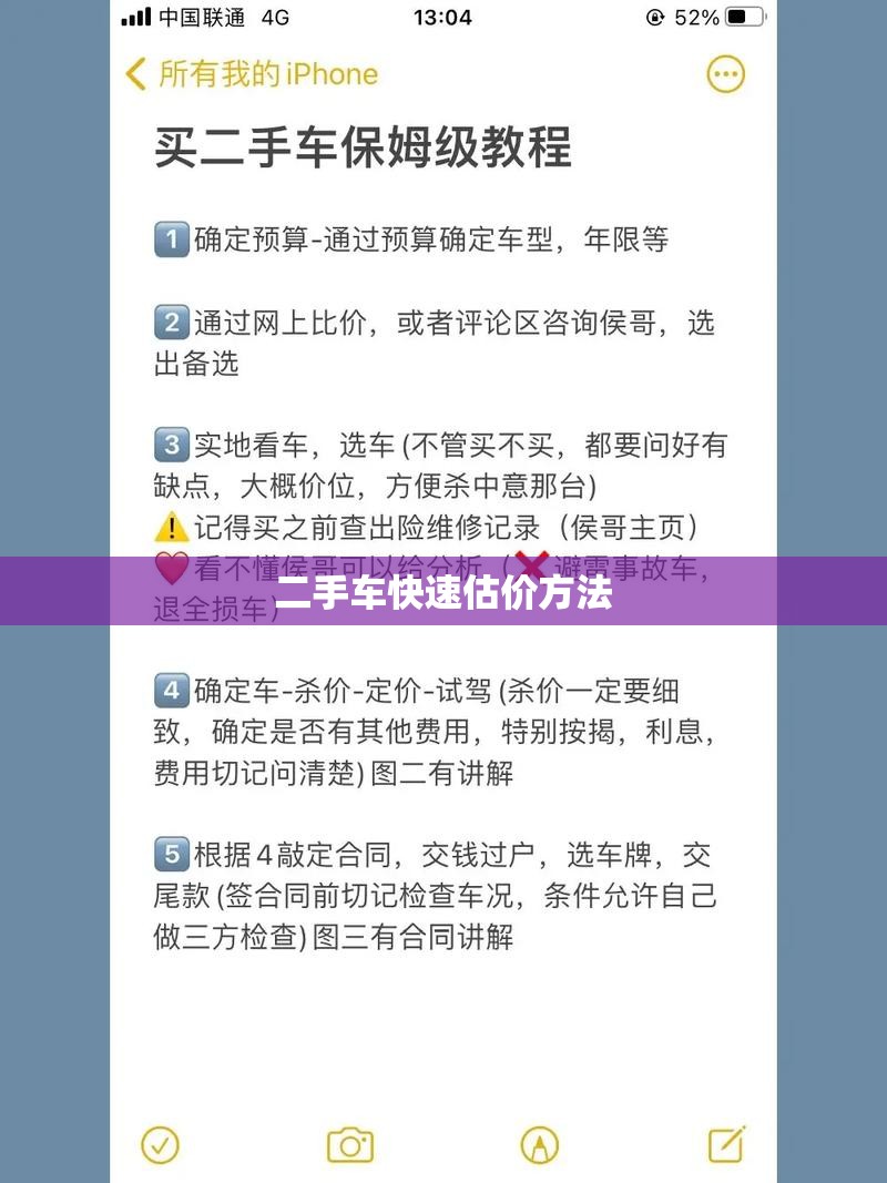 二手车快速估价方法