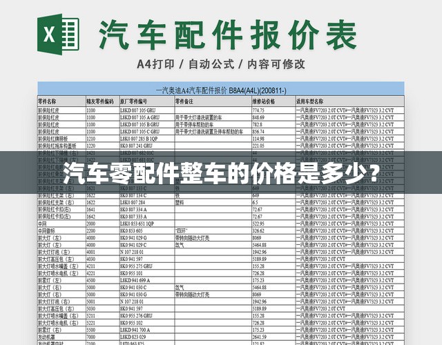 汽车零配件整车的价格是多少？