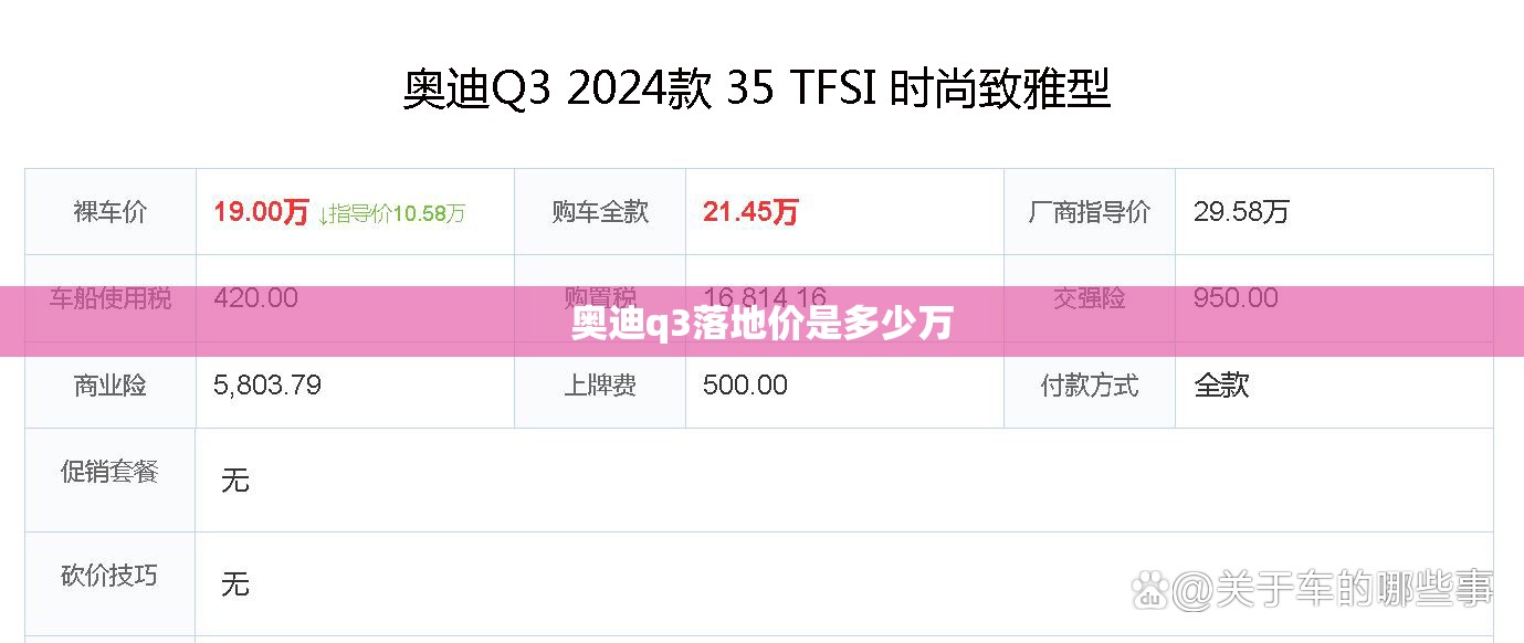 奥迪q3落地价是多少万 奥迪q3落地价是多少万