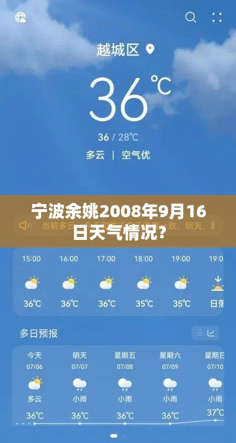 宁波余姚2008年9月16日天气情况？